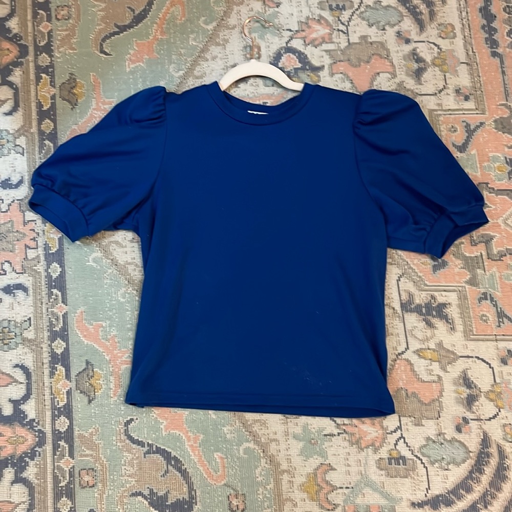 royal blue puff sleeve top